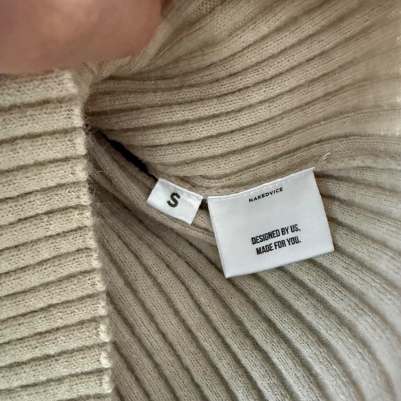 NAKEDVICE Ribbed Cut Out Beige Top - Picture 4 of 5